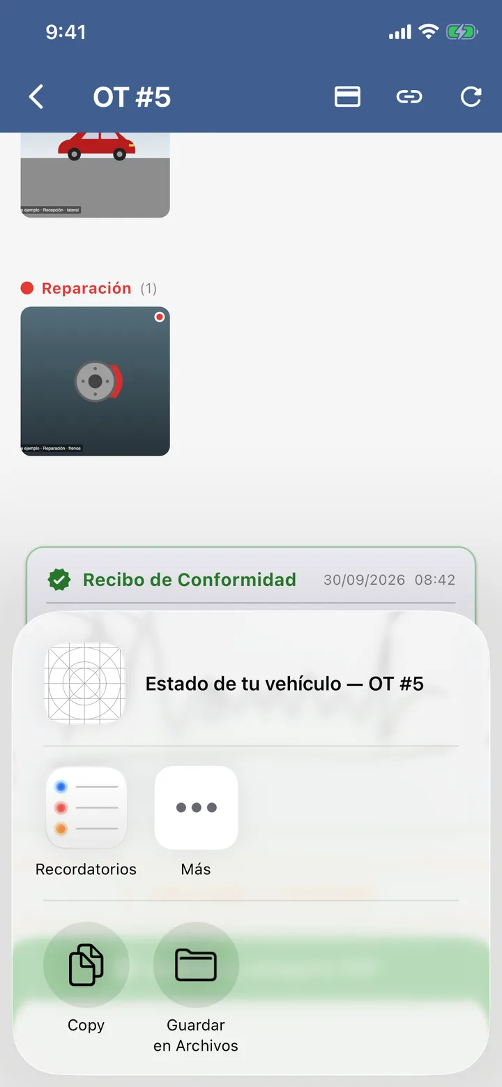 Compartir el link «Estado de tu vehículo — OT #5».